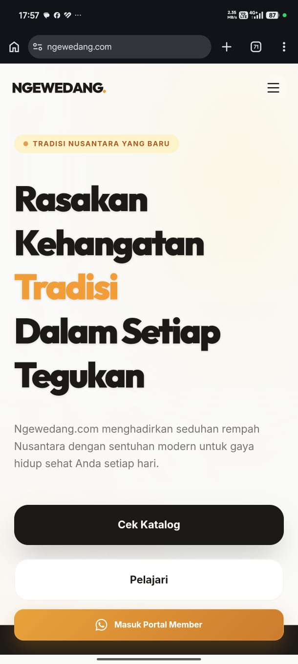 Ngewedang.com — Membership Portal Bisnis Herbal Tradisional Mobile