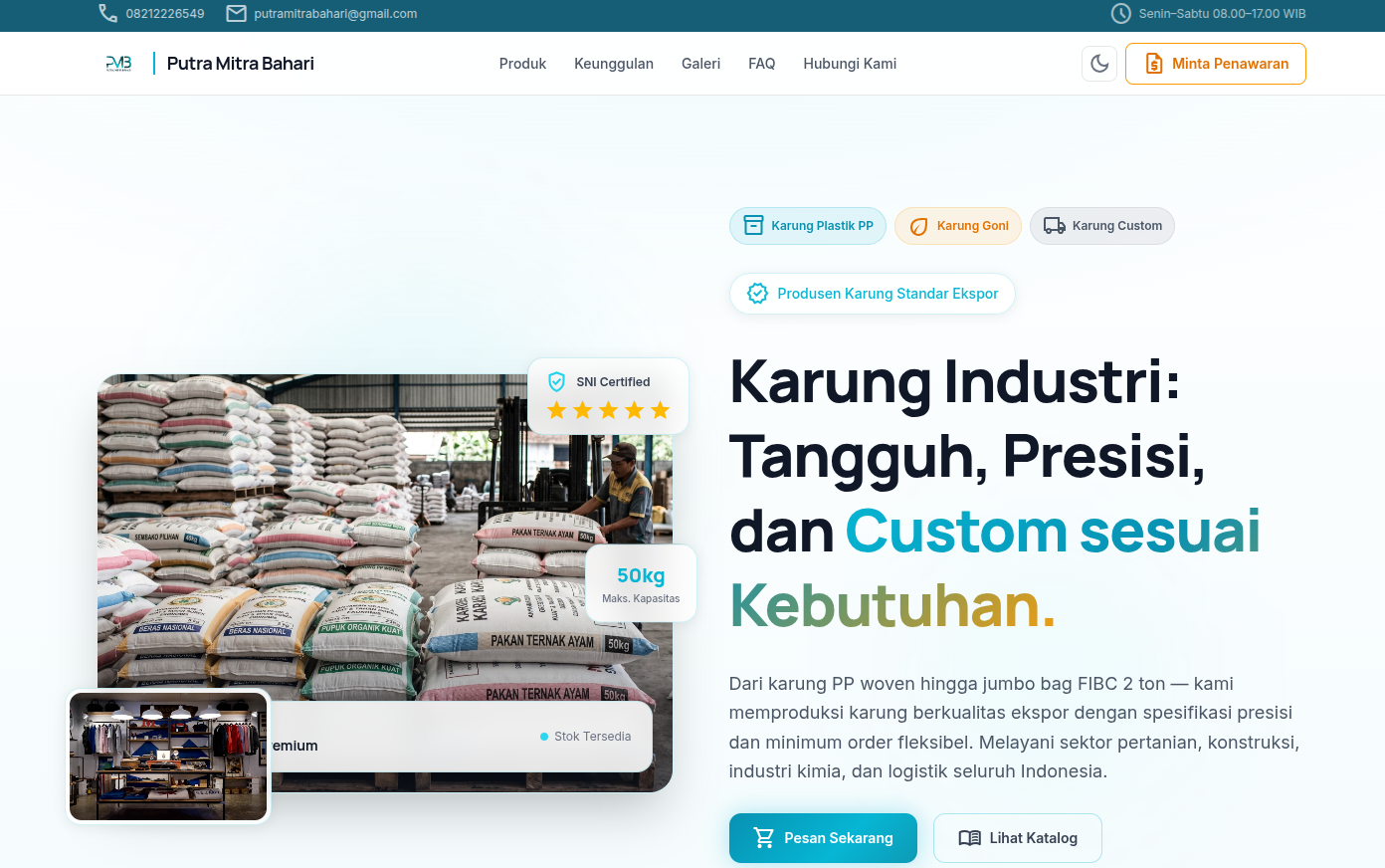 Putra Mitra Bahari - B2B Industrial E-Catalog Desktop
